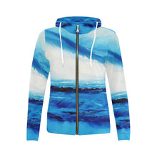 Load image into Gallery viewer, Spellbound Blue Women's Zip Up Hoodie Jacket | JSFA - JSFA - Original Art On Fashion by Jenny Simon