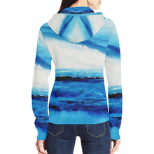 Load image into Gallery viewer, Spellbound Blue Women's Zip Up Hoodie Jacket | JSFA - JSFA - Original Art On Fashion by Jenny Simon