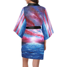 Load image into Gallery viewer, Stars & Stripes Red White Blue Women's Kimono Robe - JSFA - Art On Fashion by Jenny Simon