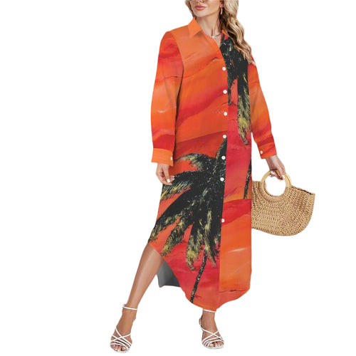PALM TREE Swimsuit Cover Up Dress Blouse Botton Down Shirt | JSFA