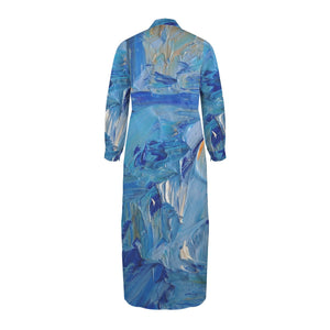 BLUE SWIRLS Swimsuit Cover Up Dress Blouse Botton Down Shirt | JSFA - JSFA Jenny Simon
