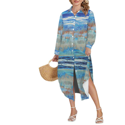 BLUE TALES Swimsuit Cover Up Dress Blouse Botton Down Shirt | JSFA - JSFA Jenny Simon
