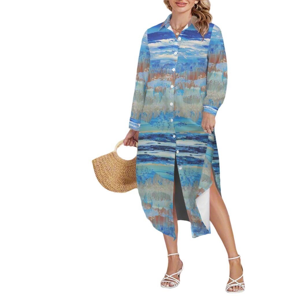 BLUE TALES Swimsuit Cover Up Dress Blouse Botton Down Shirt | JSFA - JSFA Jenny Simon