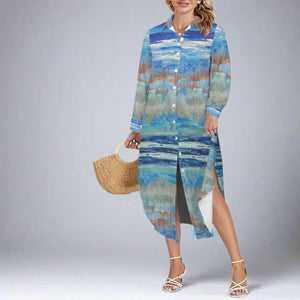 BLUE TALES Swimsuit Cover Up Dress Blouse Botton Down Shirt | JSFA - JSFA Jenny Simon