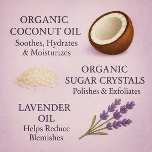 JSFA Pamper Sugar Scrub, Coconut Lavender, All Natural Exfoliant, Moisturizer for Dry Skin, Fine Lines, USA Made - JSFA Jenny Simon