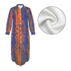 ORANGE BLUE Swimsuit Cover Up Dress Blouse Botton Down Shirt | JSFA - JSFA Jenny Simon