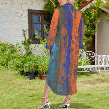 Load image into Gallery viewer, ORANGE BLUE Swimsuit Cover Up Dress Blouse Botton Down Shirt | JSFA - JSFA Jenny Simon