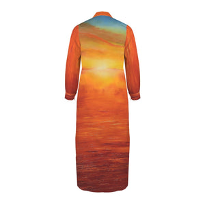 ORANGE SUNSET Swimsuit Cover Up Dress Blouse Botton Down Shirt | JSFA - JSFA Jenny Simon