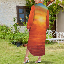 Load image into Gallery viewer, ORANGE SUNSET Swimsuit Cover Up Dress Blouse Botton Down Shirt | JSFA - JSFA Jenny Simon