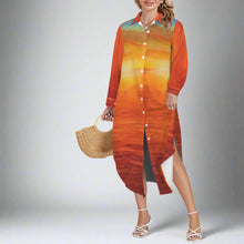 Load image into Gallery viewer, ORANGE SUNSET Swimsuit Cover Up Dress Blouse Botton Down Shirt | JSFA - JSFA Jenny Simon