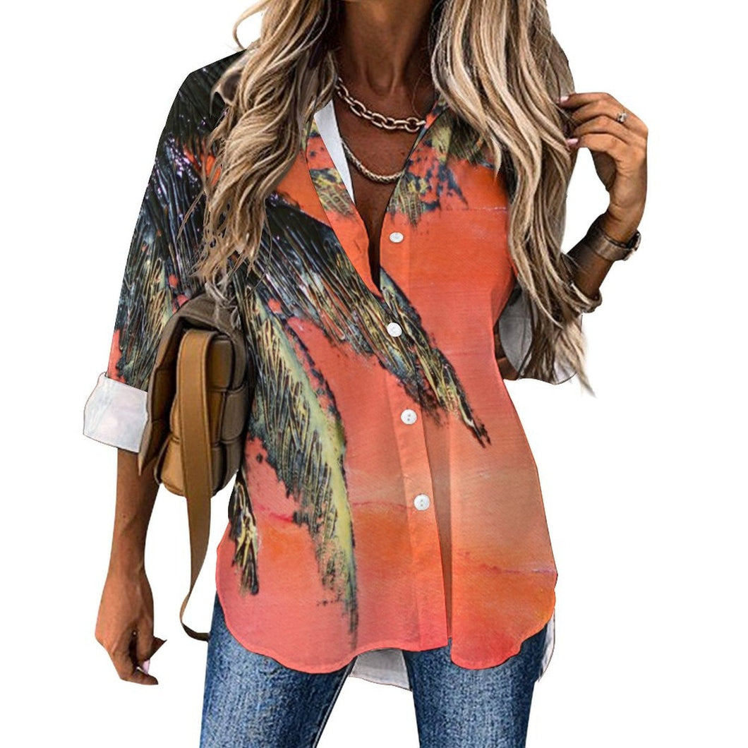 Palm Tree Long Sleeve Blouse | JSFA - JSFA Jenny Simon