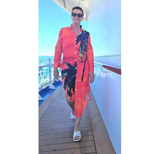 Load image into Gallery viewer, PALM TREE Swimsuit Cover Up Dress Blouse Botton Down Shirt | JSFA - JSFA Jenny Simon