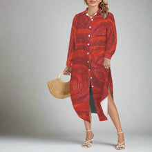 Load image into Gallery viewer, RED ROSES Swimsuit Cover Up Dress Blouse Botton Down Shirt | JSFA - JSFA Jenny Simon