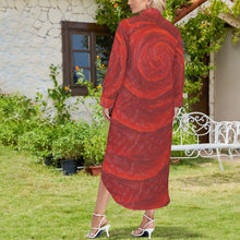 Load image into Gallery viewer, RED ROSES Swimsuit Cover Up Dress Blouse Botton Down Shirt | JSFA - JSFA Jenny Simon