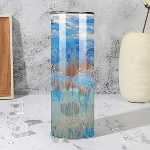 Stainless Steel Tumbler - BLUE BEIGE Straight Cup With Metal Straw | JSFA - JSFA Jenny Simon