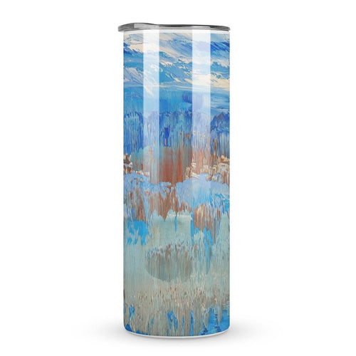 Stainless Steel Tumbler - BLUE BEIGE Straight Cup With Metal Straw | JSFA - JSFA Jenny Simon