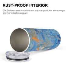 Load image into Gallery viewer, Stainless Steel Tumbler - BLUE SWIRLS Straight Cup With Metal Straw | JSFA - JSFA Jenny Simon