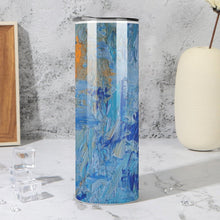 Load image into Gallery viewer, Stainless Steel Tumbler - BLUE SWIRLS Straight Cup With Metal Straw | JSFA - JSFA Jenny Simon