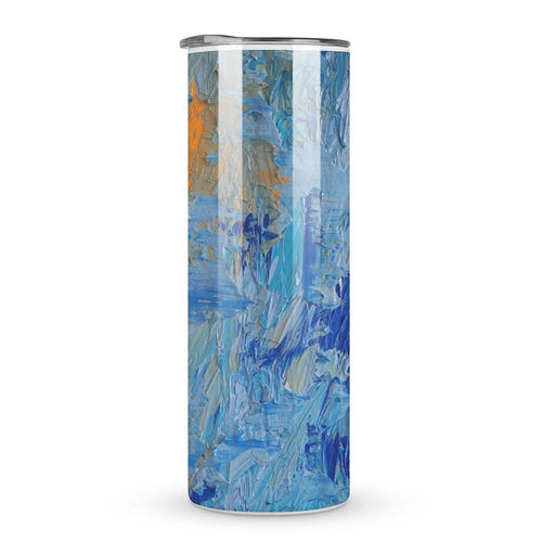 Stainless Steel Tumbler - BLUE SWIRLS Straight Cup With Metal Straw | JSFA - JSFA Jenny Simon