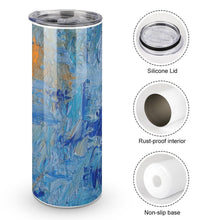 Load image into Gallery viewer, Stainless Steel Tumbler - BLUE SWIRLS Straight Cup With Metal Straw | JSFA - JSFA Jenny Simon