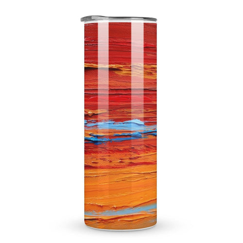 Stainless Steel Tumbler - RED ORANGE LANDCAPE Straight Cup With Metal Straw | JSFA - JSFA Jenny Simon