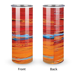 Stainless Steel Tumbler - RED ORANGE LANDCAPE Straight Cup With Metal Straw | JSFA - JSFA Jenny Simon
