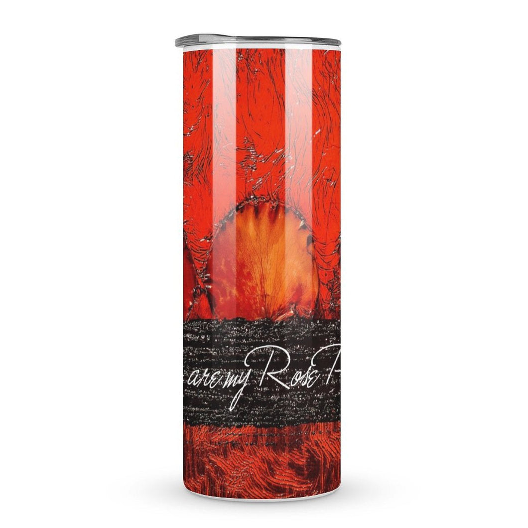 Stainless Steel Tumbler - RED ROSE PETALS Straight Cup With Metal Straw | JSFA - JSFA Jenny Simon