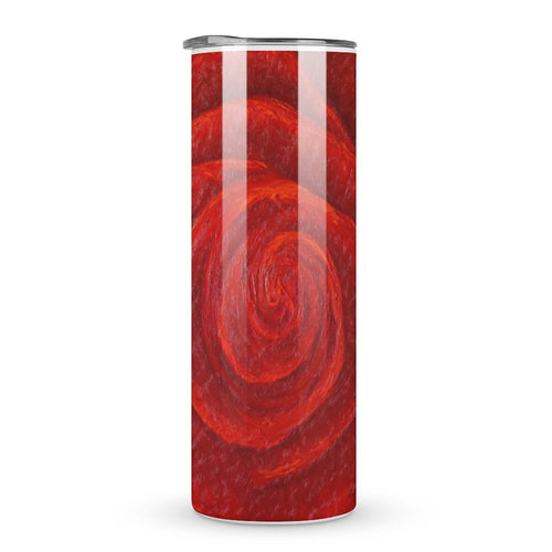 Stainless Steel Tumbler - RED ROSE Straight Cup With Metal Straw | JSFA - JSFA Jenny Simon