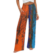 Load image into Gallery viewer, ZEST ORANGE BLUE Women's Palazzo Pants | Wide Leg Pants High Waist Flowy Trousers | JSFA - JSFA Jenny Simon
