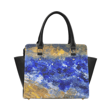 Load image into Gallery viewer, Beaches Blue Yellow Classic Handbag Top Handle | JSFA - JSFA - Original Art On Fashion by Jenny Simon