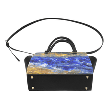 Load image into Gallery viewer, Beaches Blue Yellow Classic Handbag Top Handle | JSFA - JSFA - Original Art On Fashion by Jenny Simon