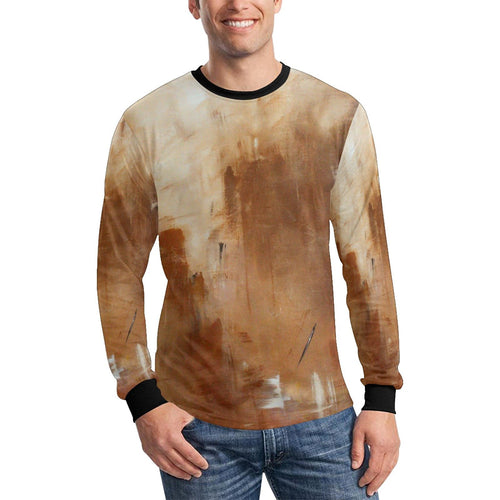 Beige Golden Path Long Sleeve Men's T-shirt | JSFA - JSFA - Original Art On Fashion by Jenny Simon