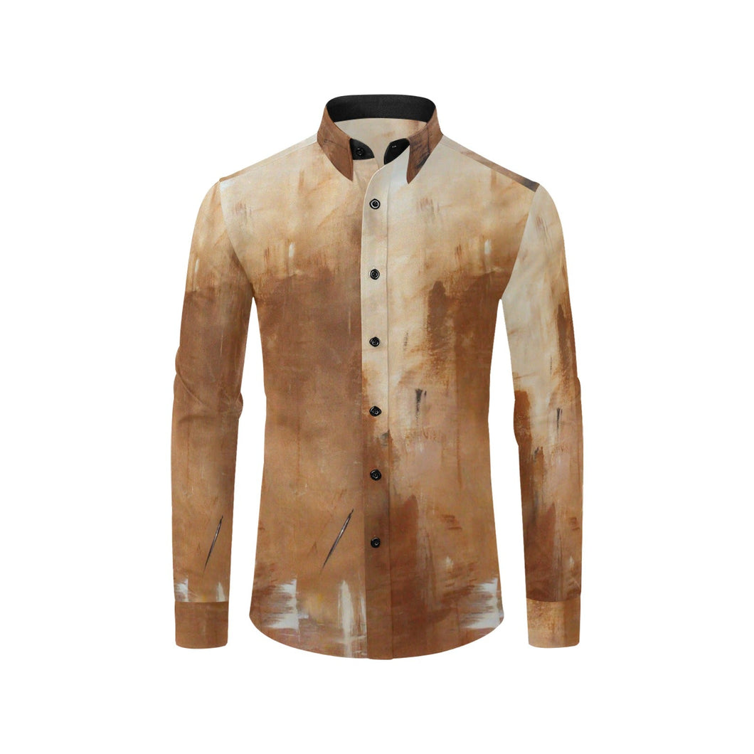 Beige Long Sleeve Men's Shirt | JSFA - JSFA - Original Art On Fashion by Jenny Simon