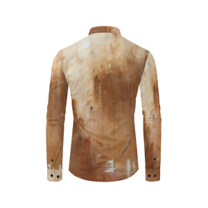Beige Long Sleeve Men's Shirt | JSFA - JSFA - Original Art On Fashion by Jenny Simon