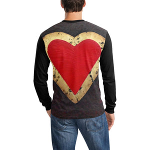 Big Heart Black Long Sleeve Men's T-shirt | JSFA - JSFA - Original Art On Fashion by Jenny Simon