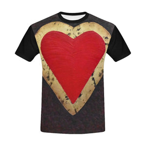 Big Red Heart Black Men's T-Shirt | JSFA - JSFA - Original Art On Fashion by Jenny Simon