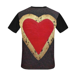 Big Red Heart Black Men's T-Shirt | JSFA - JSFA - Original Art On Fashion by Jenny Simon