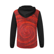 Load image into Gallery viewer, Black And Red Rose Women&#39;s Zip Up Hoodie Jacket | JSFA - JSFA - Original Art On Fashion by Jenny Simon