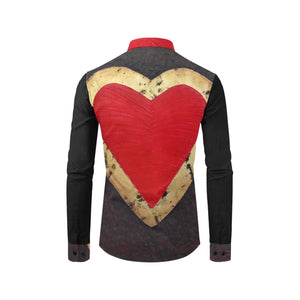 Black Red Heart On Back Long Sleeve Men's Shirt | JSFA - JSFA - Original Art On Fashion by Jenny Simon