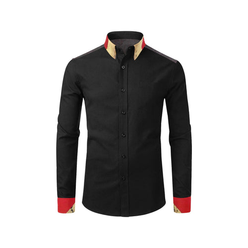 Black Red Heart On Back Long Sleeve Men's Shirt | JSFA - JSFA - Original Art On Fashion by Jenny Simon
