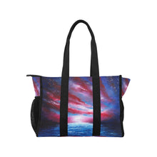 Load image into Gallery viewer, Blessed Stars And Stripes Blue Red White Pool Beach Tote | JSFA - JSFA - Art On Fashion by Jenny Simon