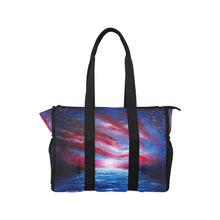 Load image into Gallery viewer, Blessed Stars And Stripes Blue Red White Pool Beach Tote | JSFA - JSFA - Art On Fashion by Jenny Simon