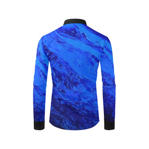 Blue Black Secret Long Sleeve Men's Shirt | JSFA - JSFA - Original Art On Fashion by Jenny Simon