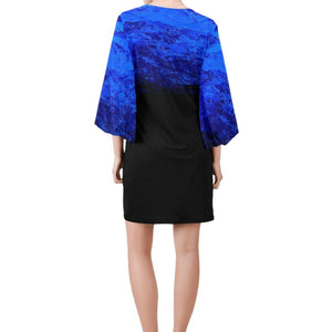 Blue Deep Secret Black Bell Sleeve Dress | JSFA - JSFA - Original Art On Fashion by Jenny Simon