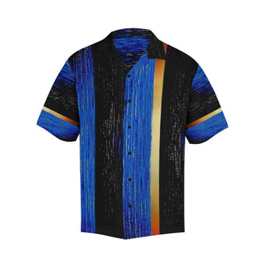 Blue Gold Water One Stripes Hawaiian Shirt | JSFA - JSFA - Original Art On Fashion by Jenny Simon