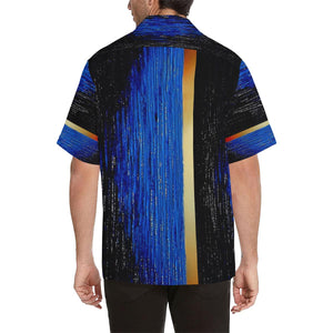 Blue Gold Water One Stripes Hawaiian Shirt | JSFA - JSFA - Original Art On Fashion by Jenny Simon