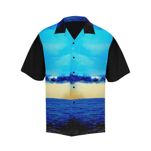 Blue Ocean Rebirth Hawaiian Shirt Black Back | JSFA - JSFA - Original Art On Fashion by Jenny Simon