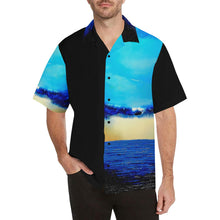 Load image into Gallery viewer, Blue Ocean Rebirth Hawaiian Shirt Black Side | JSFA - JSFA - Original Art On Fashion by Jenny Simon