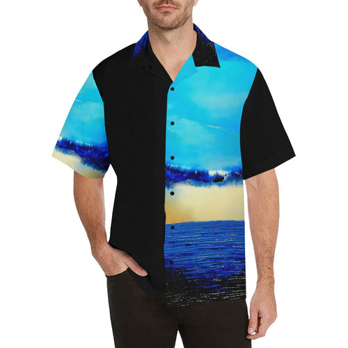 Blue Ocean Rebirth Hawaiian Shirt Black Side | JSFA - JSFA - Original Art On Fashion by Jenny Simon