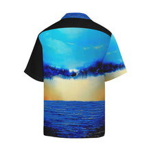 Load image into Gallery viewer, Blue Ocean Rebirth Hawaiian Shirt Black Side | JSFA - JSFA - Original Art On Fashion by Jenny Simon